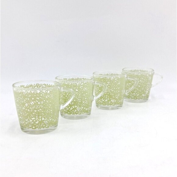 IKEA GODTA Glass Coffee Mug Tea Cup -Patterned Green Set of 4 - Picture 7 of 8